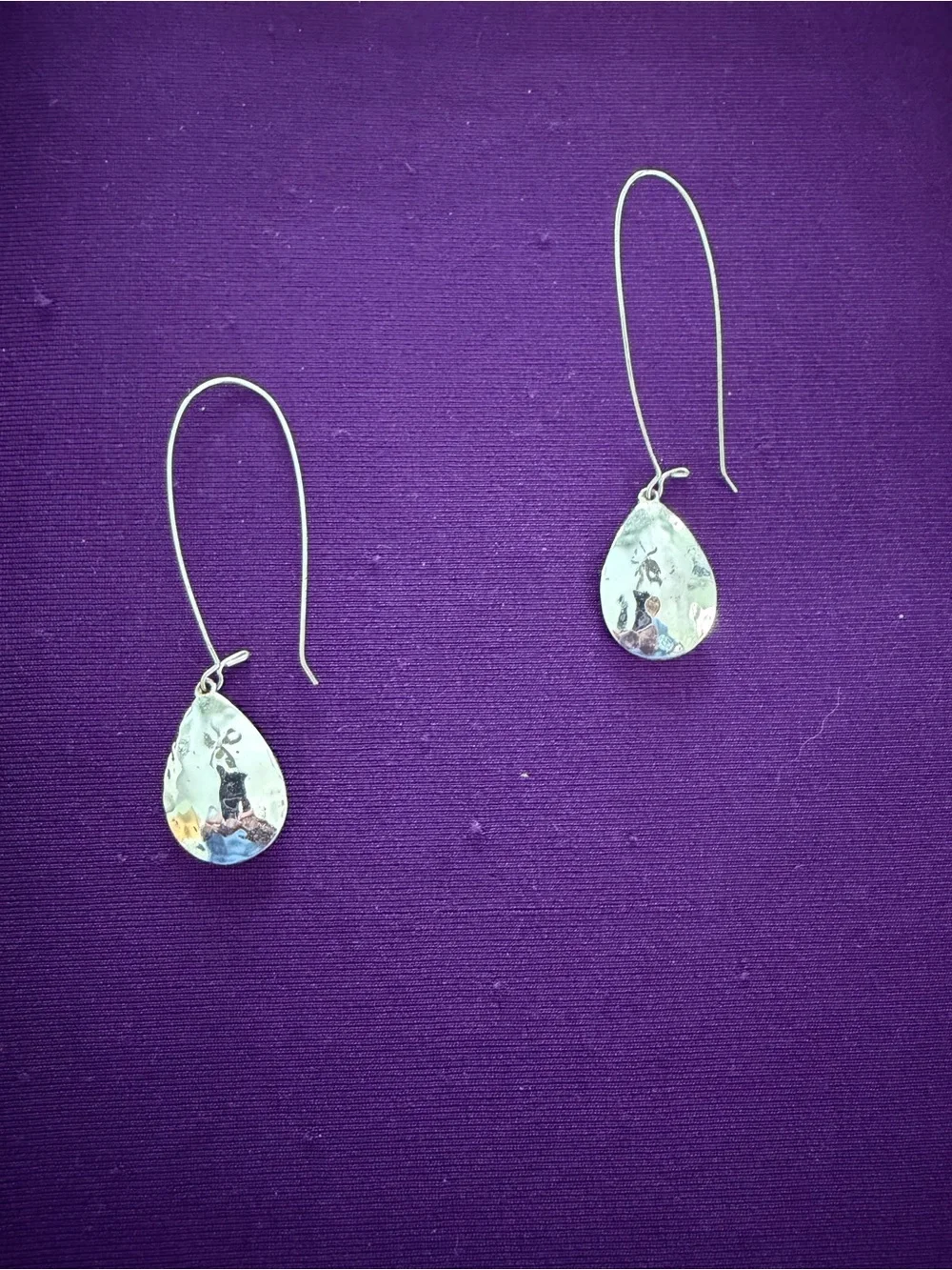 Sterling Silver Teardrop Dangle Earrings - Silver